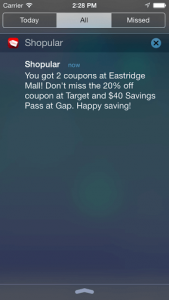 Shopular push notification