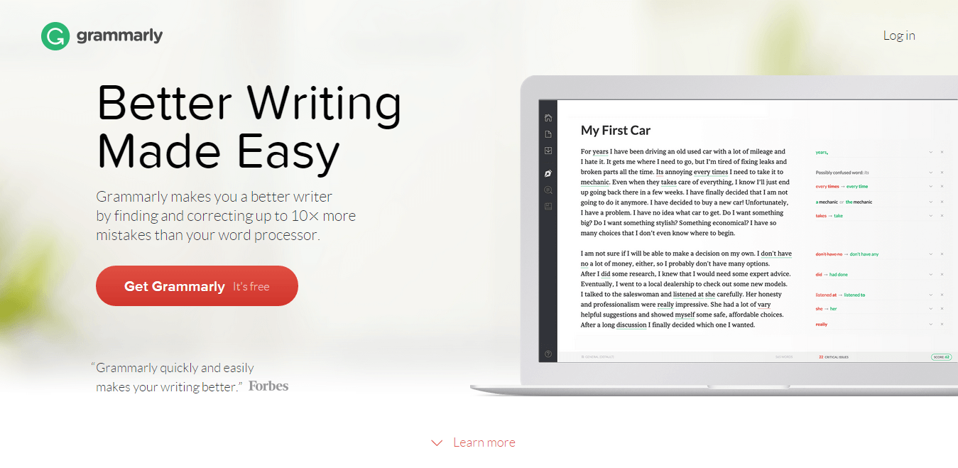 Grammarly: Better Writing Made Easy - Free Tool