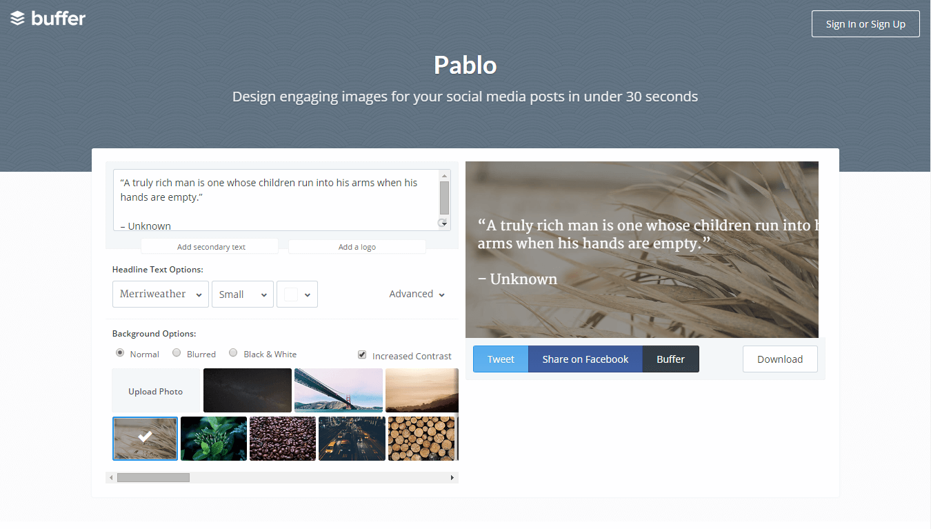 Pablo by Buffer: Design engaging images (free tool)