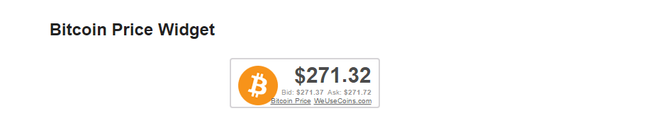 Bitcoin price widget